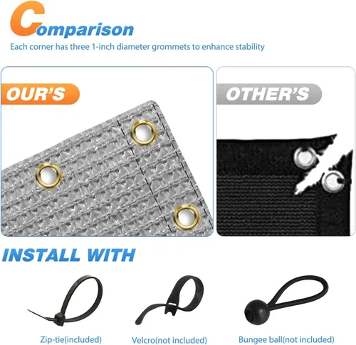 Vista 3 de TANG Cubierta de valla de privacidad de 3 pies x 12 pies con rayas blancas y grises, para balcón, 200GSM, resistente, parabrisas para apartamento