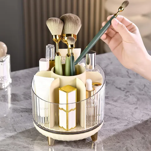 Vista 7 de Makeup 360° Rotating Makeup Brush Holder Lipstick Organizer 6 Slot Desktop for Cosmetic Pen Eyeliner Storage Organizer(A)