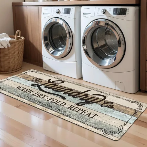 Vista 28 de Pauwer - Alfombra de cocina estilo granja, 20"X48", beige, antideslizante, lavable, hecha a máquina