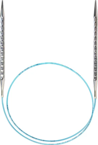 skacel by addi Rocket 2 - Agujas de tejer circulares (cuadradas), puntas de latón chapadas de 24 pulgadas (23.6 in) con cable de nailon flexible,