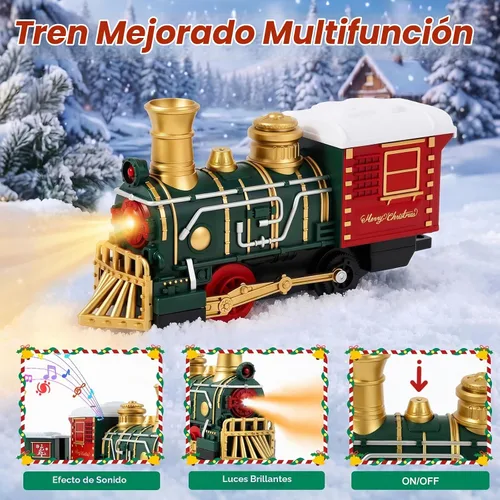 Vista 9 de Luxspire Juego de tren de Navidad, tren de árbol de Navidad con trineo