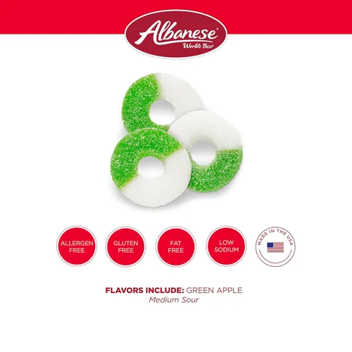 Vista 7 de Caramelos Albanese, anillos de manzana de goma, bolsa de 4.5 libras