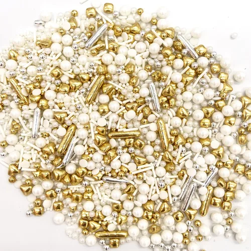 Vista 2 de Weraru Espolvoreo de Confeti Dorado de Lujo Blanco, Mezcla de Caramelos para Hornear, Decoraciones Comestibles para Pasteles, Adornos para Cupcakes