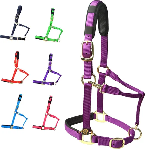 Vista 9 de T TEKE Cabestros ajustables para caballos de nailon suave resistente, acolchados con neopreno gofre antiroces tanto en corona como en nariz