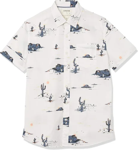 Goodthreads Mens Standard-Fit Short-Sleeve Printed Poplin Shirt