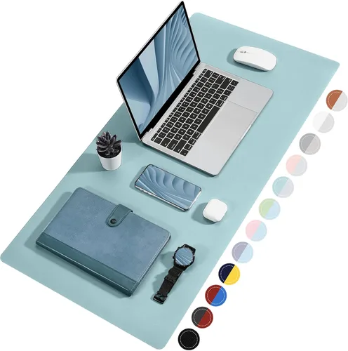 Vista 8 de TOWWI - Tapete de escritorio a doble cara, tapete de escritorio grande, protector impermeable de escritorio, mouse pad de cuero grande para teclado