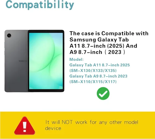Vista 2 de Funda con teclado táctil para Samsung Galaxy Tab A11 de 8.7 pulgadas 2025/Galaxy Tab A9 de 8.7 pulgadas 2023, con soporte para lápices, teclado