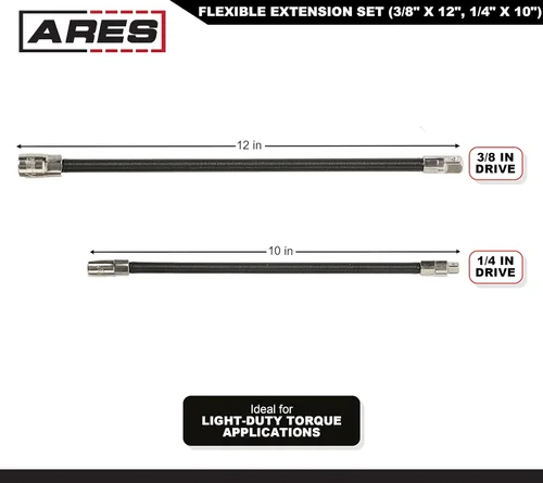 Vista 2 de ARES 42072 - Juego de 2 extensiones de enchufe flexible de 2 piezas, extensiones de transmisión de 1/4 y 3/8 pulgadas, extensiones de 10 y 12