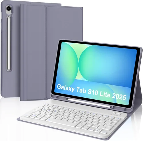 Vista 10 de Funda de teclado para Samsung Galaxy Tab S10 Lite / S10 FE / S9 FE 10.9 pulgadas y S9 11 pulgadas con soporte para bolígrafo, cubierta magnética