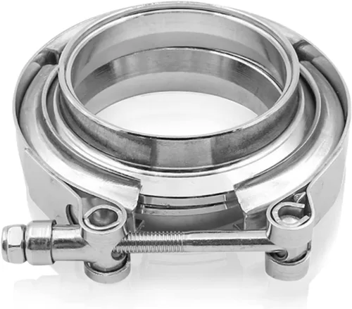 Vista 8 de Kit de abrazadera de escape de acero inoxidable de 2.5 pulgadas, abrazadera de perno en V, clip de brida macho hembra, sistema de escape