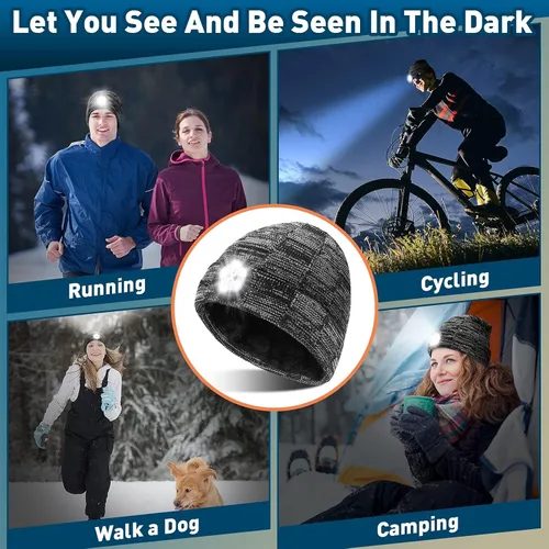 Vista 6 de PASTACO Christmas Stocking Stuffers Birthday Gifts for Men Women LED Beanie Hat