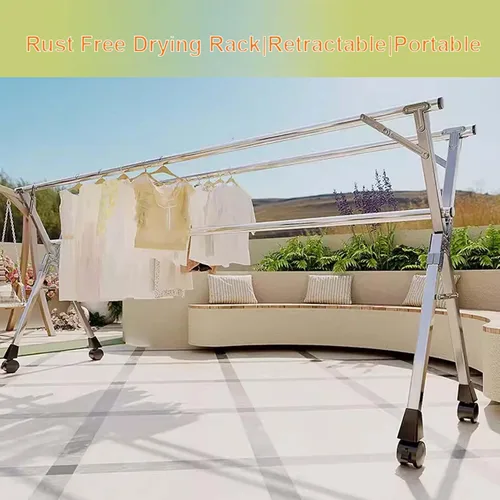 Vista 5 de This Clothes Drying Rack for Laundry, Collapsible Clothes Drying Rack, Stainless Steel Adjustable Garment Rack, Foldable Laundry Drying Rack with 20