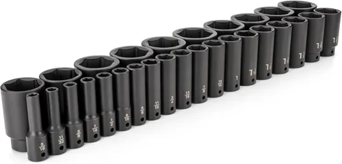 Vista 17 de TEKTON - Juego de llaves de tubo de 1/2 pulgada, impacto de 6 puntos, poco profundo con rieles y bandeja, 8 piezas (1-9/16-2 pulgadas) SID92106