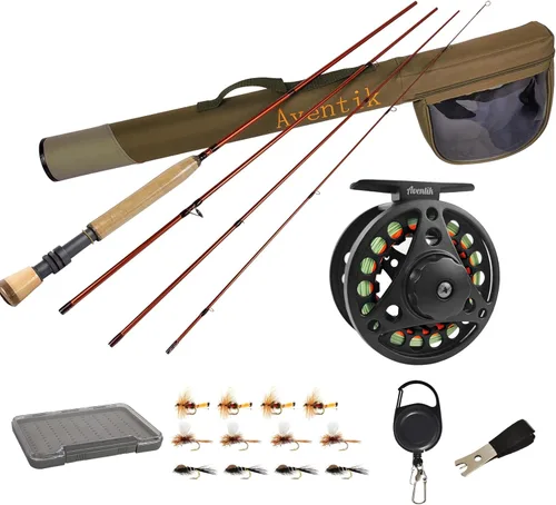 Vista 10 de Kit de Combo de Pesca con Mosca Extreme Aventik 0/1/2/3/4/5/6 Peso, Kit de Cañas de Pescar y Carrete de Mosca para Principiantes con Una Funda
