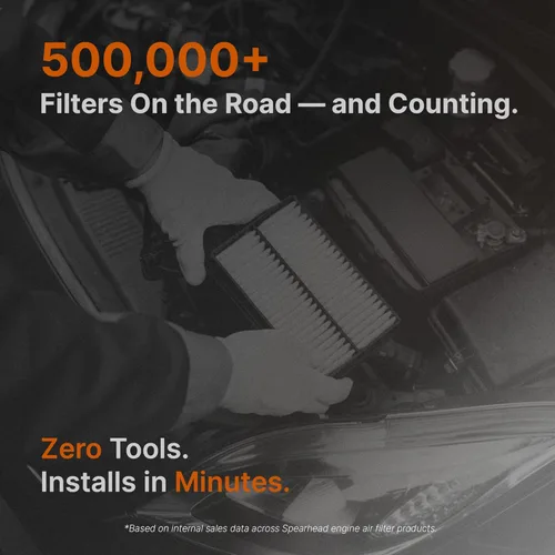 Vista 6 de Filtro de aire de motor Spearhead MPG Defense Max Thrust para vehículos de todo kilometraje, se adapta como el OEM, restaura MPG y aceleración