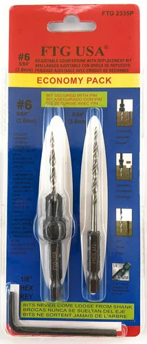 Vista 12 de FTG USA Juego de 3 brocas avellanadoras ajustables para madera #4 (7/64 pulgadas) con brocas cónicas para carpintería