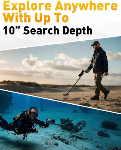 Vista 6 de Detector de metales subacuático, detector de metales impermeable de 130 pies con modo pinpoint, detectores de metales de profundidad de 10 pulgadas