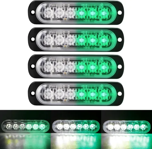 Vista 16 de SEISSO Paquete de 4 luces estroboscópicas ámbar de 12 LED para vehículos y camiones, kit de luces estroboscópicas de emergencia, 12V -24V, luces