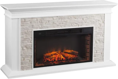 SEI Furniture Canyon Heights - Chimenea eléctrica de piedra apilada sintética, color blanco