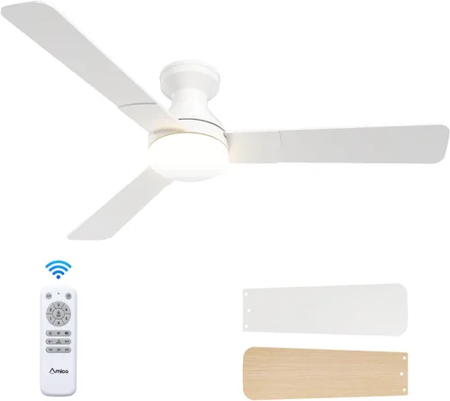 Vista 19 de Ventiladores de techo Amico con luces, ventilador de techo de 30 pulgadas de perfil bajo con luz y control remoto, montaje empotrado, reversible