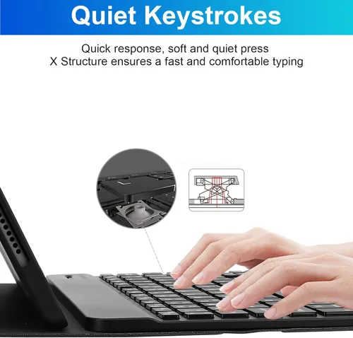 Vista 6 de SOPPY Funda con teclado Bluetooth para iPad de 11ª generación (A16) de 11 pulgadas 2025, 10ª generación de 10.9 pulgadas 2022, funda protectora