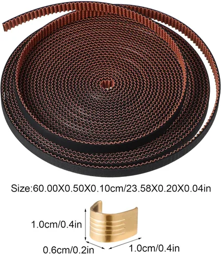 Vista 2 de ULTECHNOVO Cinturón de impresora 3D con hebillas de cobre, correa de goma de sincronización abierta de 23.62 pulgadas para transmisión precisa