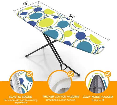 Vista 2 de Funda y almohadilla para tabla de planchar, tamaño estándar de 15" x 54" pulgadas, funda de repuesto para tabla de planchar, 4 capas extra gruesa