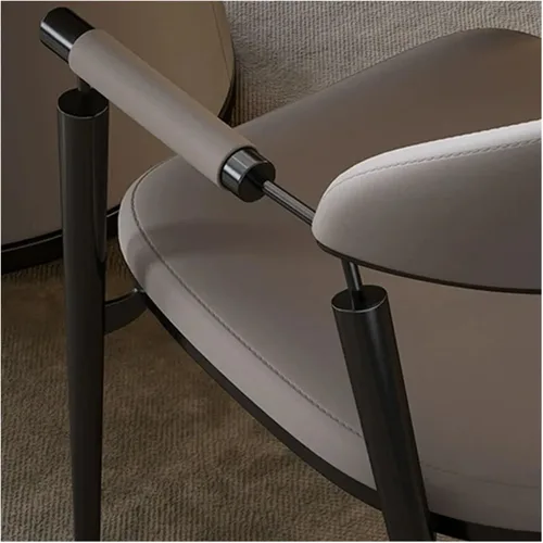 Vista 6 de Sillas de comedor Sillas de comedor, Simplicity, Cocina tapizada de piel sintética con brazos y patas, cocina moderna