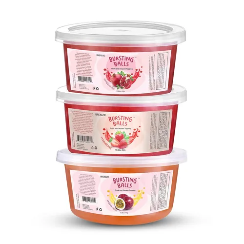 Vista 31 de BREXONIC Popping Boba Pearls - Perlas de Boba Reventadoras, Bolas de Té Explosivas, Cobertura para Bebidas y Postres, Sabores Fresa, Mango