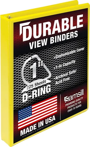 Vista 90 de Samsill - Carpeta duradera de 5 pulgadas, fabricada en los Estados Unidos, con anillos en D, transparente y personalizable, color blanco