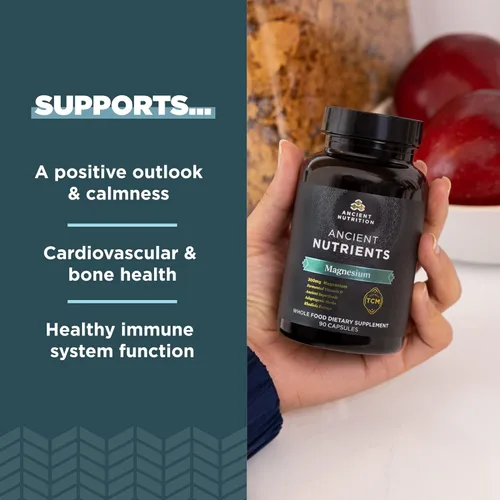 Vista 3 de Ancient Nutrition Cápsulas de magnesio, 90 unidades + cápsulas de vitamina D, 60