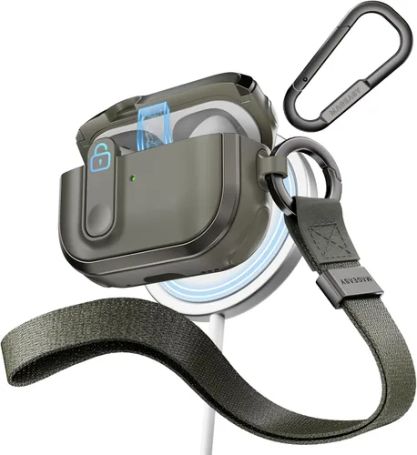 Vista 20 de MAGEASY Odyssey - Funda para AirPods Pro 2, funda resistente para AirPods Pro con bloqueo seguro, clip de mosquetón para protección a prueba