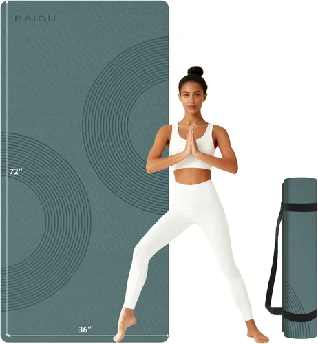 Large Yoga Mat, 72" x 36" x 2/5"（10MM） Thick Non-Slip Exercise Mat, SGS-Certified POE Material, Ideal for Home Gym, Yoga, Pilates, Fitness Workouts