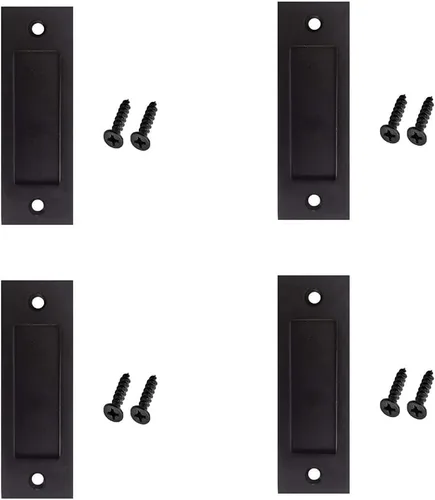 Vista 9 de Running Black - Juego de tiradores de dedo para puerta corrediza de granero de 6 pulgadas Mango invisible moderno y simple con parte inferior