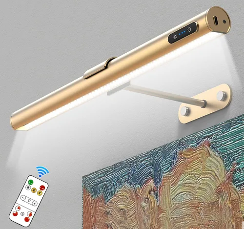 Vista 10 de GOVSSING Luces de imagen para pared, batería recargable de 4000 mAh, luz inalámbrica con control remoto, 3 temperaturas de color y brillo ajustable