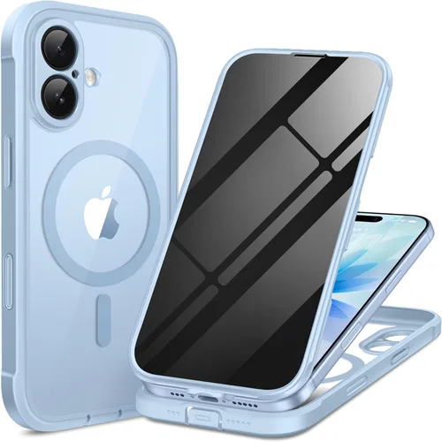 Vista 23 de BERFY Funda para iPhone 17, compatible con MagSafe, protector de pantalla de privacidad integrado y protección de cámara, antiespía de cuerpo