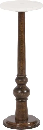 Vista 13 de Kate and Laurel Wegner Coastal - Mesa redonda de madera para bebidas, 8 x 23 pulgadas, encalada, elegante y duradera mesa de pedestal para uso como
