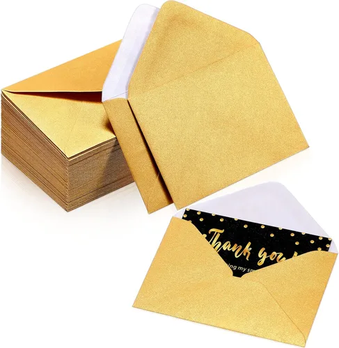 Vista 15 de Yahenda 200 unidades de sobres negros mini para tarjetas de regalo a granel, sobres pequeños de bolsillo para bodas, fundas para tarjetas de regalo