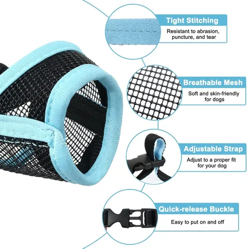 Vista 2 de LUCKYPAW Bozal para Perro, Bozal de Malla para Perros Pequeños y Medianos, Cobertura Suave de Boca para Evitar Mordeduras y Masticaciones, Protector