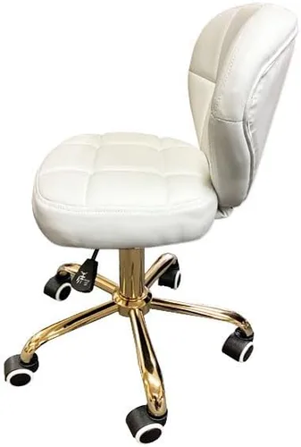 Vista 3 de Taburete de bar con base dorada, estilo moderno de lujo, spa, pedicura, silla alta ajustable de 18.5 a 24.5 pulgadas de altura mejorada 2025