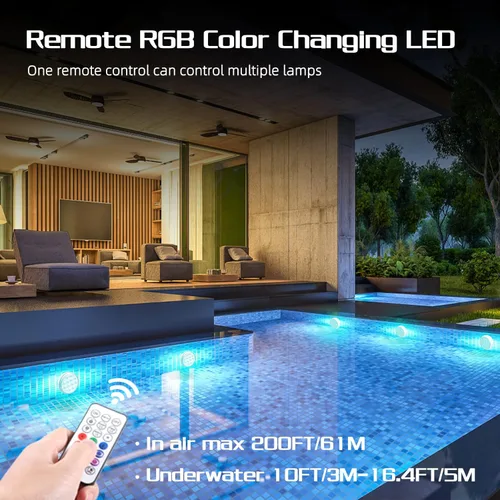 Vista 6 de Luces de piscina, luces LED sumergibles recargables con control remoto, imán integrado, 16 luces flotantes que cambian de color, luces subacuáticas