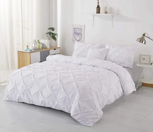 Vista 12 de Lujosa funda de edredón plisada de 1 pieza, tamaño matrimonial/queen (90 x 90 pulgadas), 100% algodón egipcio de 800 hilos, con cierre de cremallera