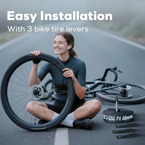 Vista 6 de Tubo interior de repuesto para neumático de bicicleta 700c para bicicleta de carretera de 28 pulgadas, repuesto de caucho butílico resistente
