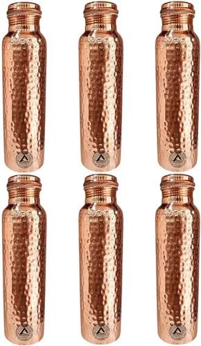Vista 8 de ANANYA FASHION & CRAFTS HUB 34 Oz Hammered Copper Water Bottle – Handcrafted, Ayurvedic, Leak-Proof – Natural Wellness & Daily Hydration Solution