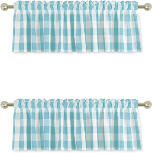 Vista 13 de UPOPO 2 cortinas de cocina a cuadros de búfalo, clásicas, a cuadros, estilo granja, cenefa para ventana, cenefa para sala de estar, dormitorio