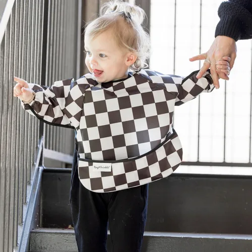 Vista 2 de Tiny Twinkle Babero de manga larga para bebés y niños pequeños, paquete de 2 baberos impermeables para comer, lavable a máquina y artículos