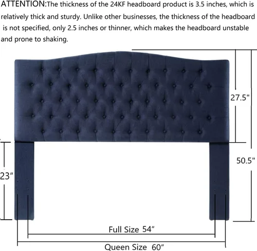 Vista 39 de 24KF Cabecera tapizada con terciopelo con diseño de botones capitoné, tamaño King/California King, cómoda, a la moda, acolchada, color gris