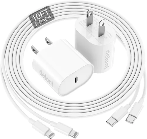 Vista 10 de Cargador de teléfono de carga rápida de 6 pies, bloque de cargador USB C rápido de 20 W con cable USB C a Lightning de 6 pies de longitud