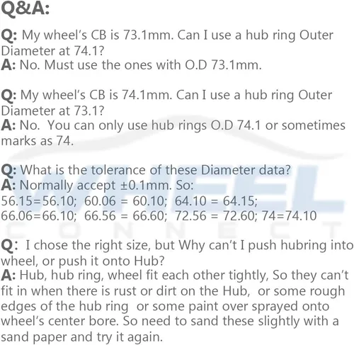 Vista 7 de WHEEL CONNECT Anillos centrales de buje, 73.1 a 54.1, juego de 4, abrazaderas de plástico ABS, diámetro exterior: 73.1-I.D:2.130 in. P