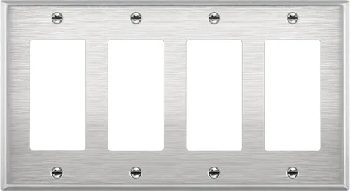 Vista 26 de ENERLITES Placa decorativa doble de metal para interruptor o receptáculo, placa de pared de acero inoxidable, resistente a la corrosión